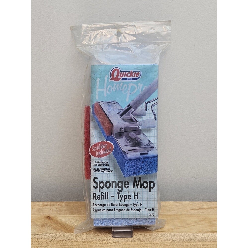 VINTAGE Quickie Home-Pro Sponge Mop Type H 0472 Refill Blue Scrubber New NOS - Picture 2 of 4